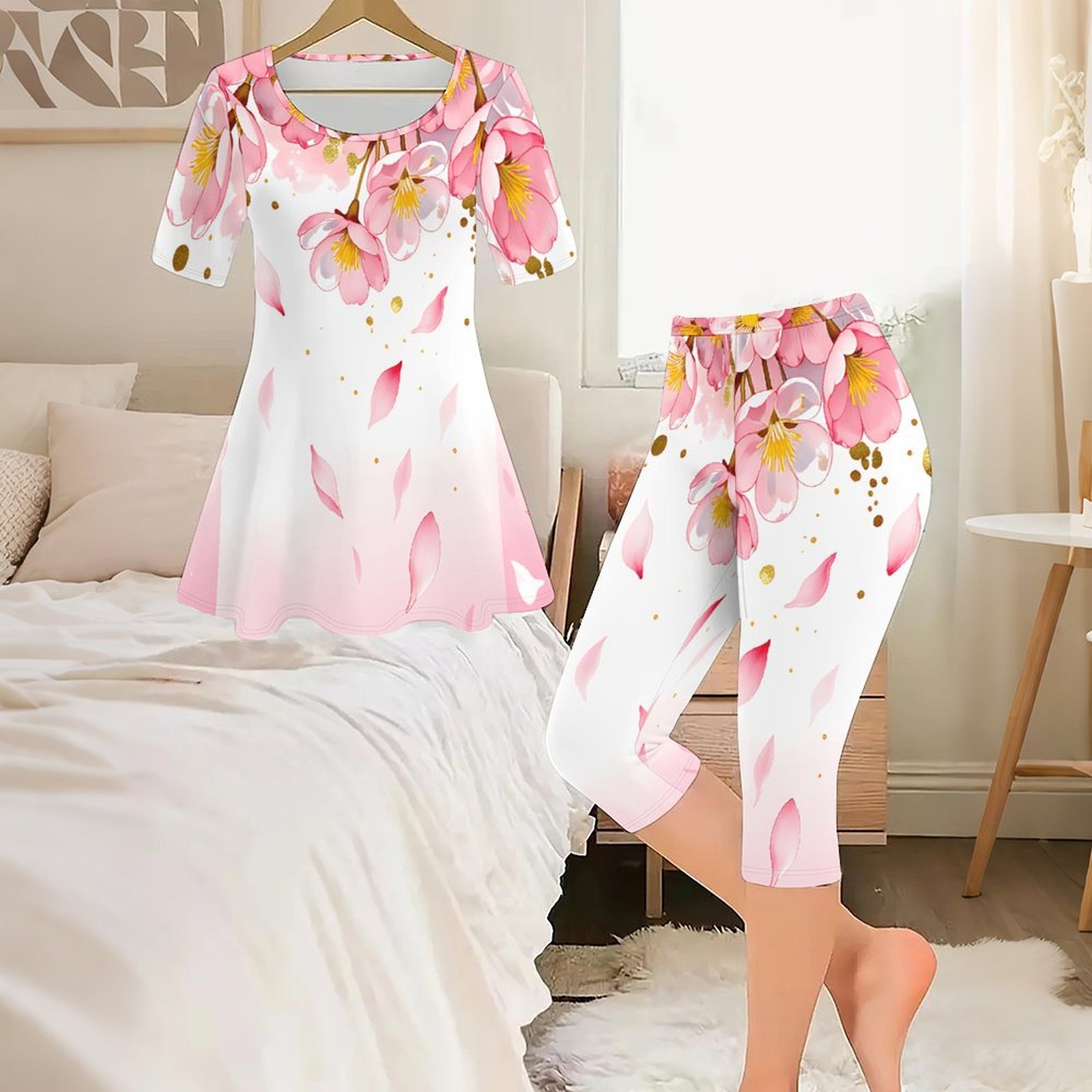 2ピース ヴィンテージプリント ツーピースセット レディース - Romper Floral Print のレビューと価格