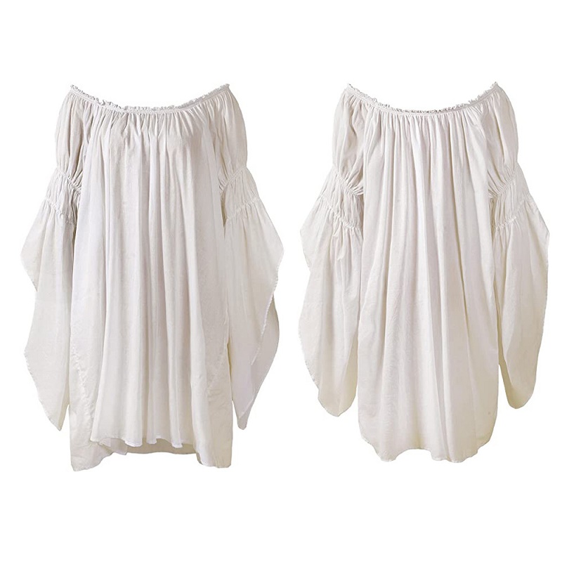 ヴィンテージ中世ルネッサンスブラウスロングフレアフリル袖オフ - Blouse Off Shoulder のレビューと価格