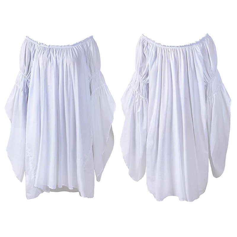 ヴィンテージ中世ルネッサンスブラウスロングフレアフリル袖オフ - Blouse Off Shoulder のレビューと価格