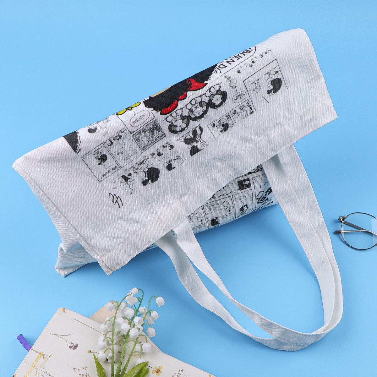 ファッションキャンバストートバッグ女性漫画ガール再利用可能な - Tote Bag Beach のレビューと価格
