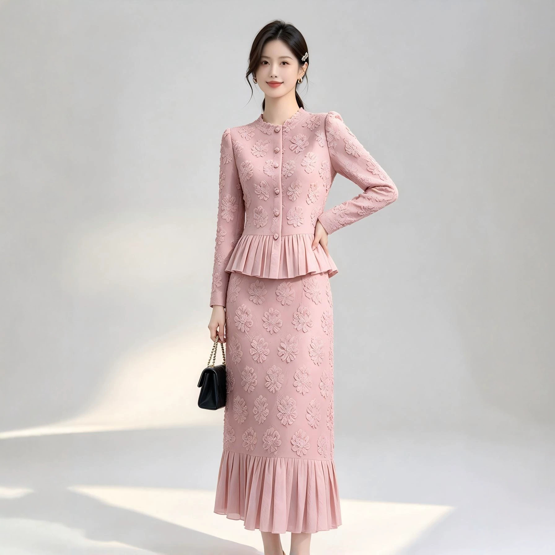 ミヤケ レディース 2点セット 花柄刺繍スカートセット 長袖 - Midi Skirt Floral のレビューと価格