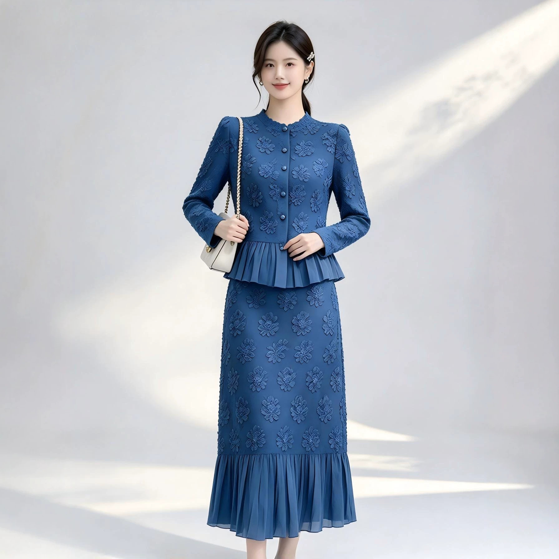 ミヤケ レディース 2点セット 花柄刺繍スカートセット 長袖 - Midi Skirt Floral のレビューと価格